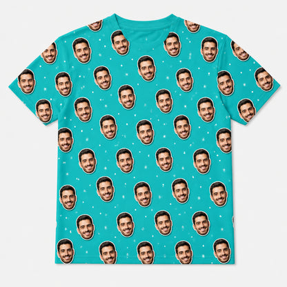 Custom Face Pattern AOP Tee - Back view