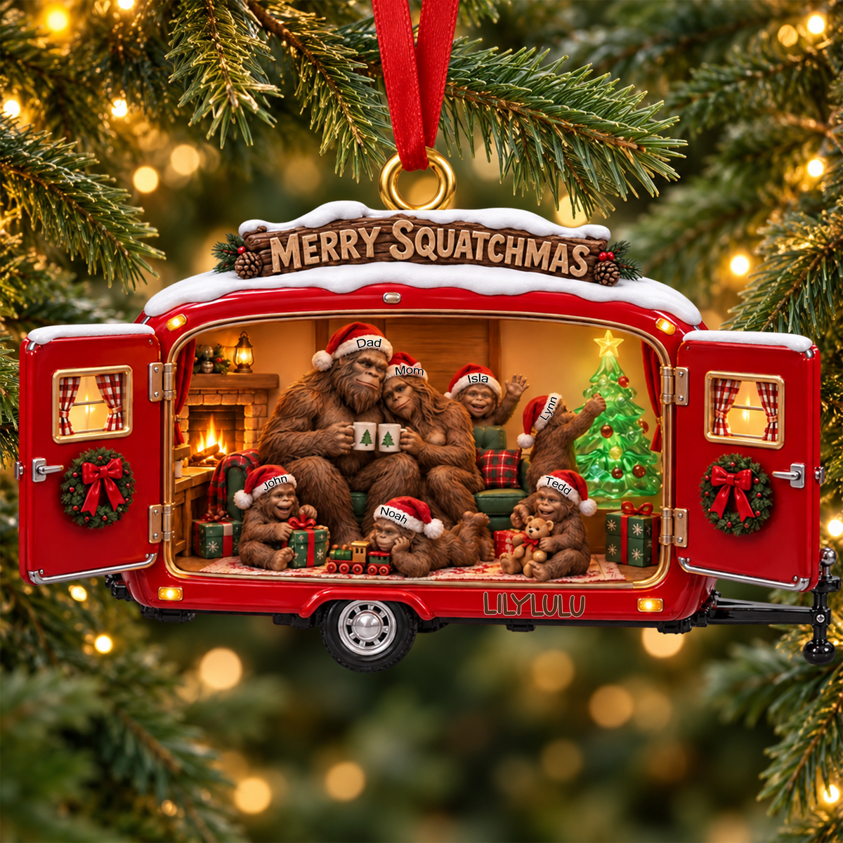 Cozy Camping Bigfoot Family 2D Flat Ornament - Personalized Gifts For Camping & Bigfoot Lovers, Unique Christmas Gift 427da61f-0892-4a55-996f-85052f0c700e-1.png