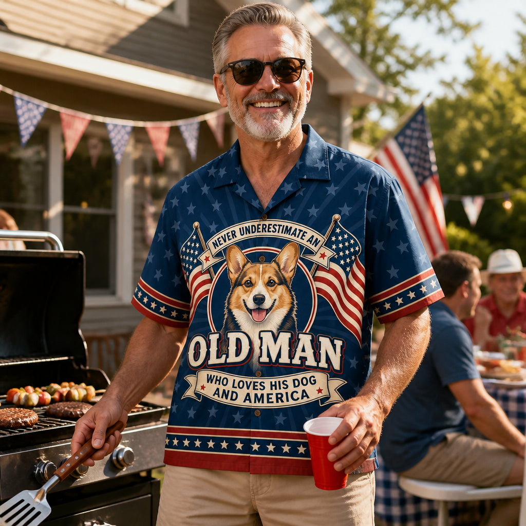 Old Man Dog & America Patriotic Hawaiian Shirt - Lifestyle 2
