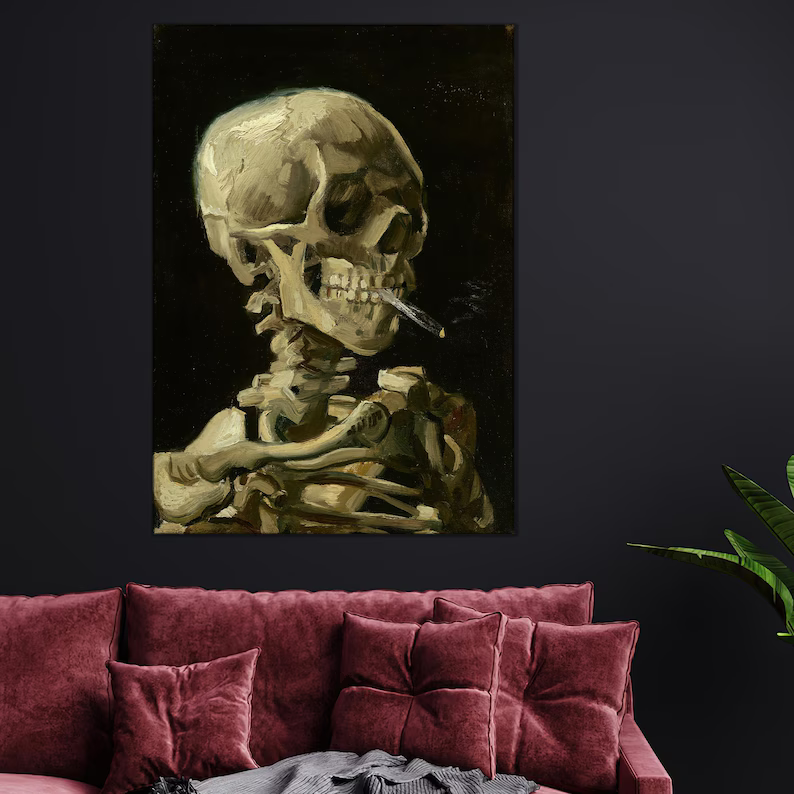 Smoking Canvas Gift, Van Gogh Wall Hanging, Large Canvas, Famous Canvas Print, Skeleton Smoking Canvas, Halloween Gift 42b61759-5106-401d-98e0-6bb7cf1945a8-y3.png