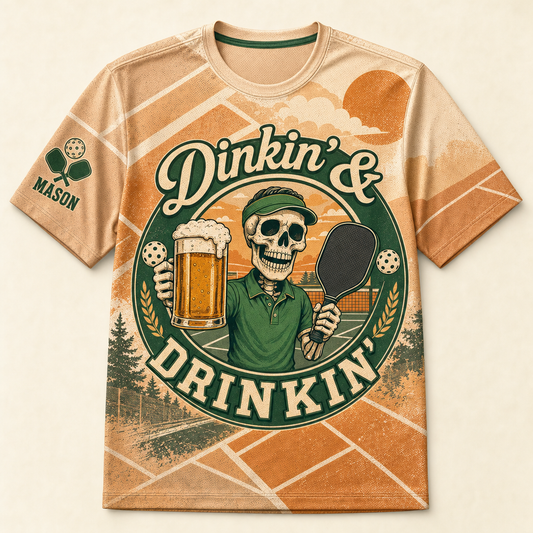 Dinkin' & Drinkin' Pickleball Skeleton AOP Tee — Custom Name Sleeve - Personalized T-Shirt - All over printed 42dba324-fb92-4620-89ca-5baa304f7b29.png