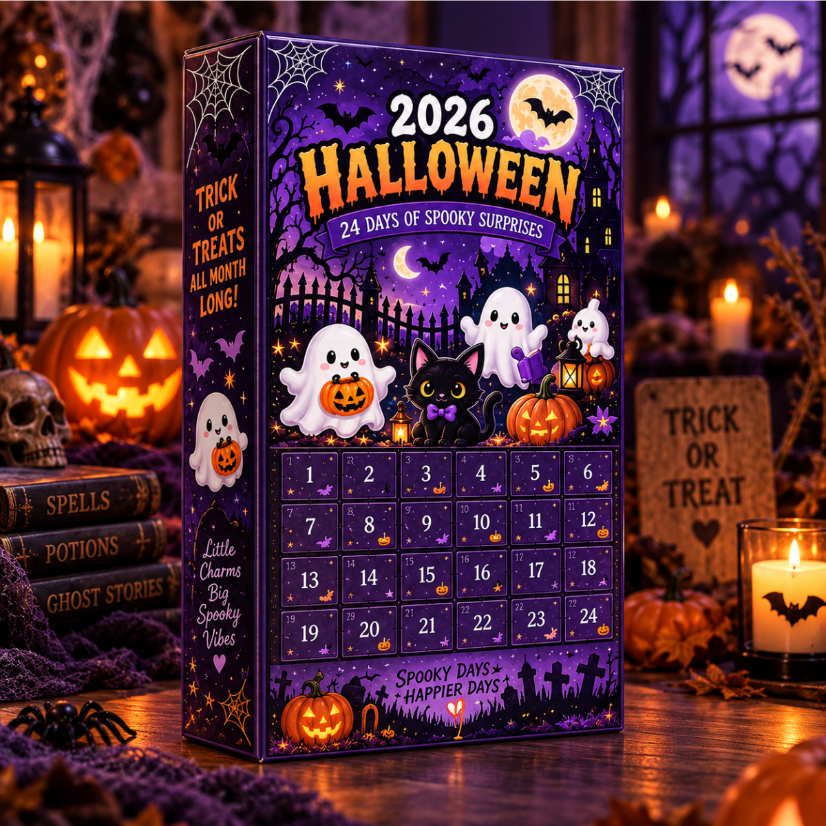 Halloween Advent Calendar with Flat Acrylic Charms – Spooky Ghost & Black Cat Countdown Box, Cute 24-Day Halloween Surprise Gift for Kids & Halloween Lovers 434d0fdf-99d2-4147-9670-172ae129a9f1-b3.png