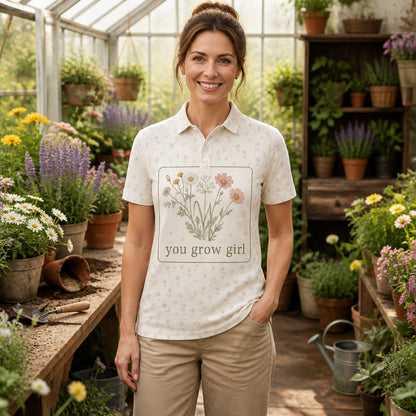 You Grow Girl Wildflower AOP Polo - Polo shirt - All over printed 435049ba-e548-43ab-b437-d0fd43bebd6b.jpg