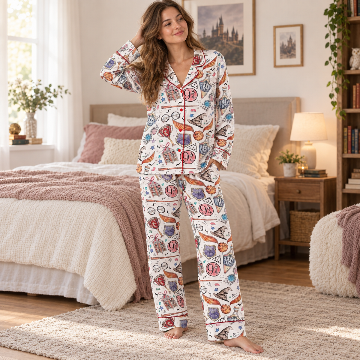 Women’s Wizard Academy Satin Pajama Set, Magic School Short Sleeve Sleepwear, Fantasy Wizard Nightwear, Cozy Pajamas Gift For Fans 4372a989-c960-4e36-b66b-234c8ded8717-uu.png