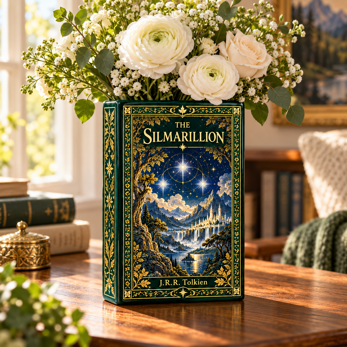 The Silmarillion Book Style Ceramic Book Vase – Tolkien Inspired Flower Vase, Fantasy Bookshelf Decor 445c9550-4d13-4662-9060-52c141f6f8e0-the-silmarillion-1.png