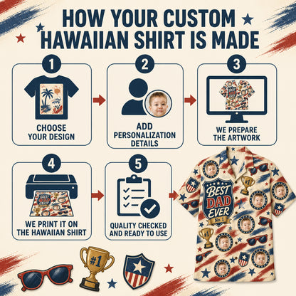 Best Dad Ever Face Medallion Hawaiian Shirt - How it is made