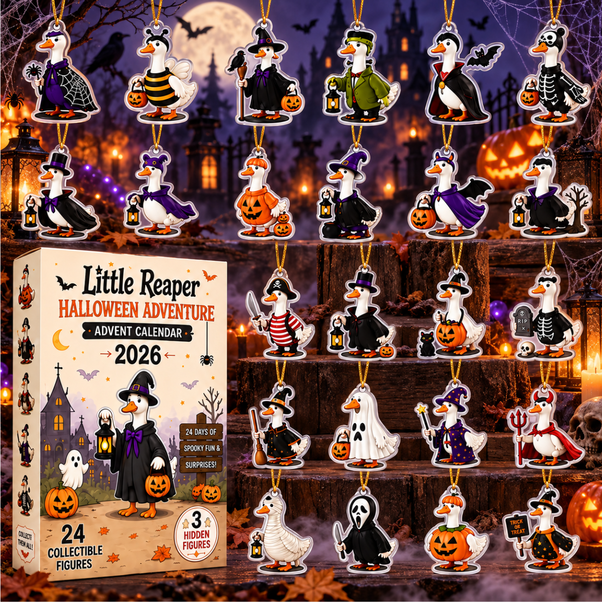 2026 Halloween Goose Advent Calendar – 24 Days of Spooky 2D Acrylic Goose Ornaments, Funny Trick-or-Treat Countdown Box & Cute Collector Gift for Goose Lovers 45df7480-d988-46ed-abac-08f60fc93037-2.png