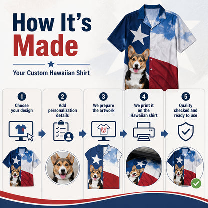 Custom Photo Texas Flag Patriotic Dog Hawaiian Shirt - How it is made