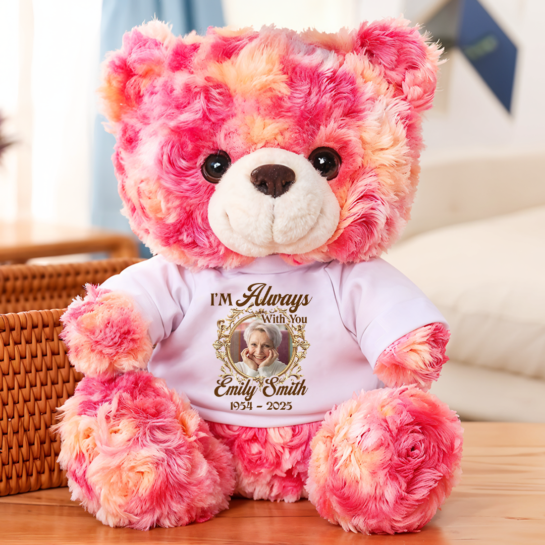 Custom Photo A Cuddle From Heaven - Memorial Personalized Custom Teddy Bear Plush - Sympathy Gift For Family Members 464d0096-74eb-4166-b5c9-66e468d71e9d-mk-1.png