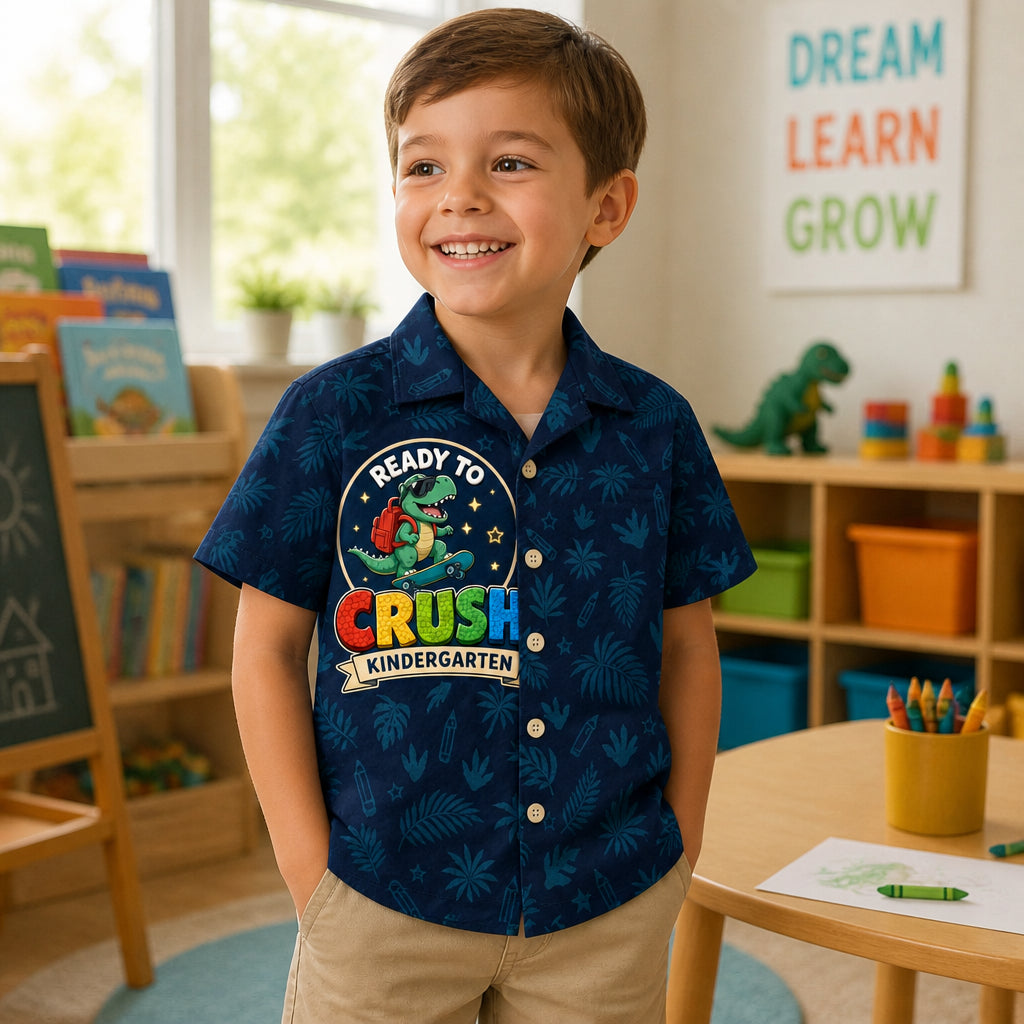 Ready to Crush Kindergarten Dino – Kids Hawaiian AOP - Hawaiian Kids Shirt - AOP 4650d4e8-0735-4afd-9aa1-8f7a8fb48204.jpg