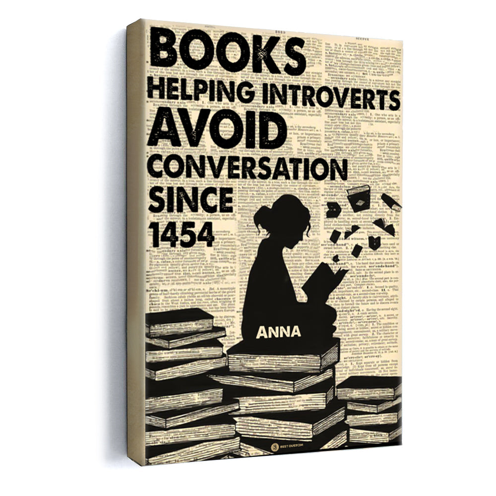Shadow Girl Books Helping Introverts Avoid Conversation Since 1454 - Personalized Canvas - Book 46_2.jpg