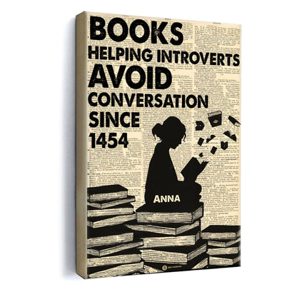 Shadow Girl Books Helping Introverts Avoid Conversation Since 1454 - Personalized Canvas - Book 46_2.jpg