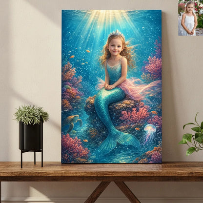 Magical Ocean Mermaid Portrait - Upload Photo Portrait Poster
