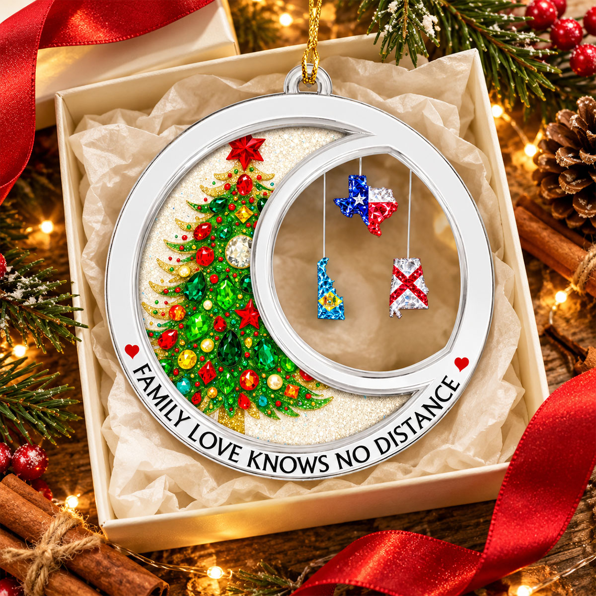 The Rhinestone Family Love Knows No Distance- Personalized Acrylic Ornament - Christmas Acrylic Ornament 473fe336-763d-494c-9883-8fe26b057545-3.jpg