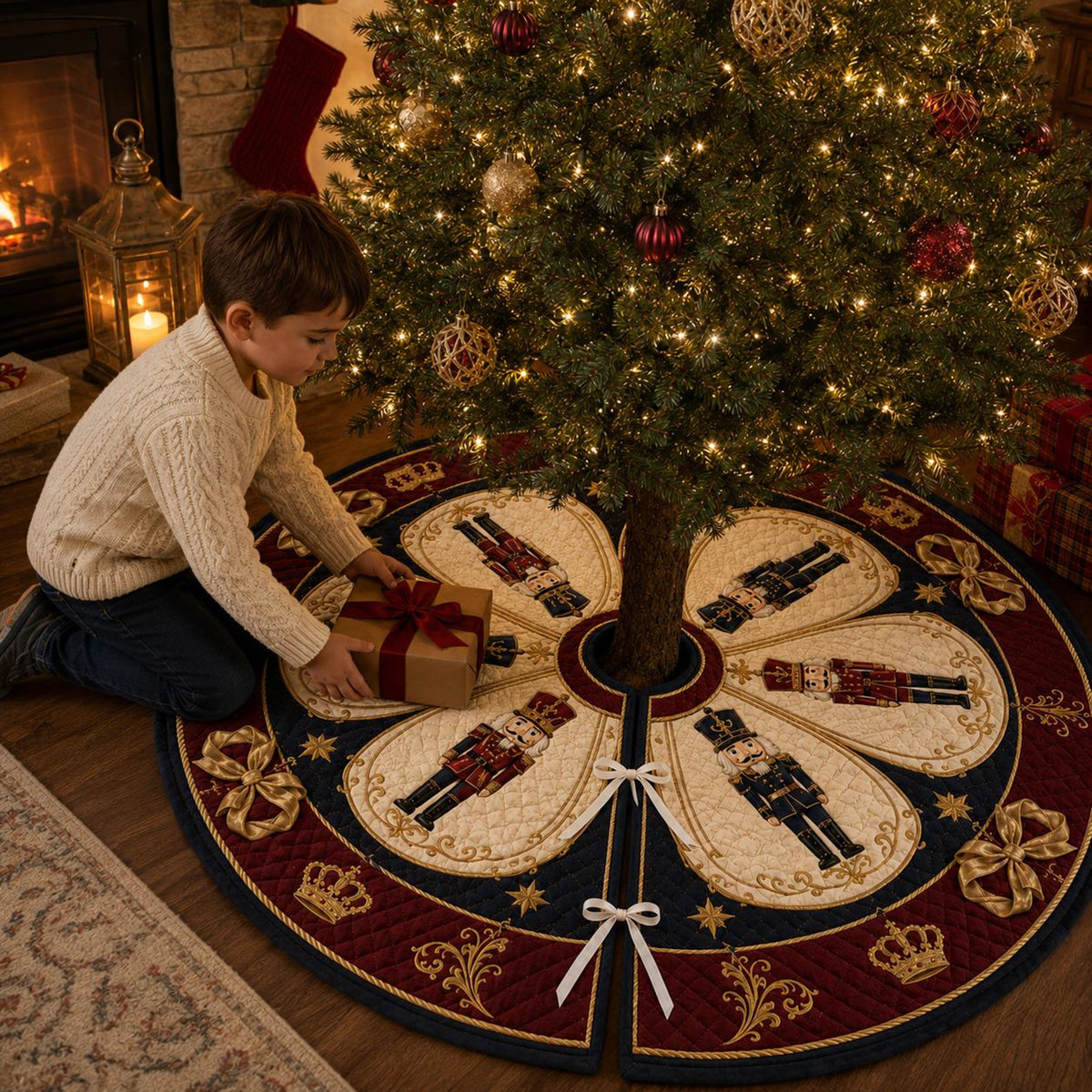 Nutcracker Christmas Tree Skirt, Quilted Holiday Tree Skirt, Royal Red Navy Gold Christmas Decor, Elegant Xmas Home Decor 48175460-e42c-49b8-8870-6da5949f5d52-5.jpg