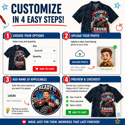 Ready To Crush Kindergarten Monster Truck Photo Kids Hawaiian Shirt - Personalized Hawaiian Kids Shirt - AOP 4968d0ae-12a5-4138-acd7-cc343d64e3a6.jpg