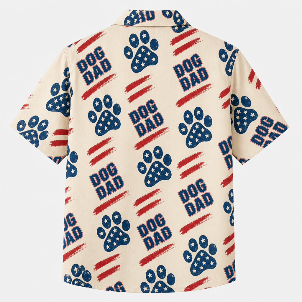 Patriotic Dog Dad Photo Hawaiian Shirt - Back view