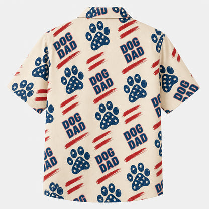 Patriotic Dog Dad Photo Hawaiian Shirt - Back view