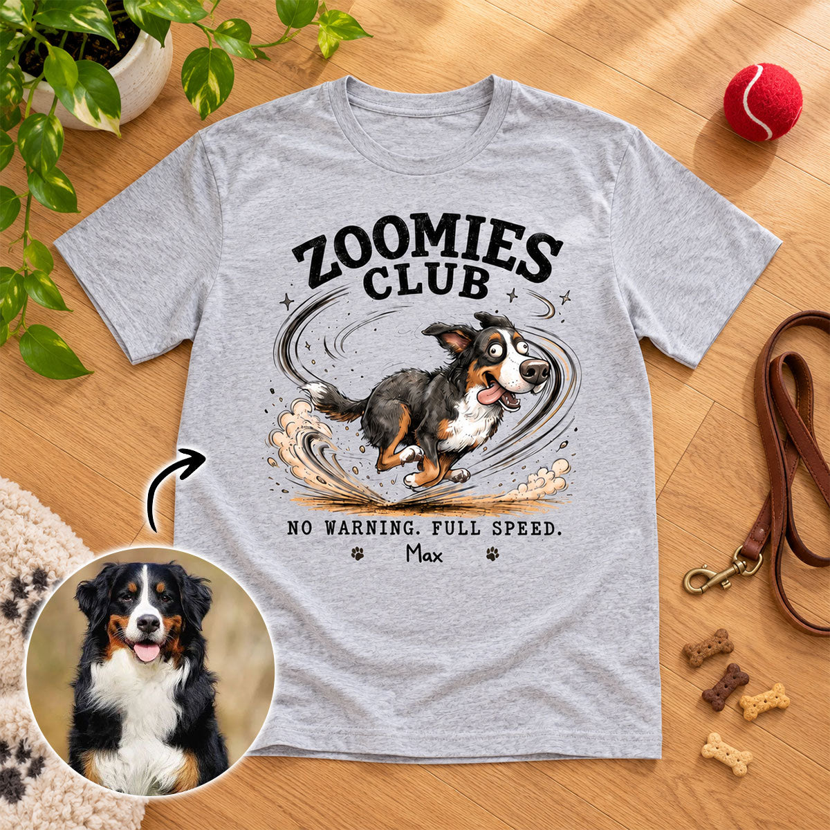 Zoomies Club Official Member Quirky Dog Portrait From Your Custom Pet Photo - Personalized Shirt - Funny Gift For Dog Cat Lover