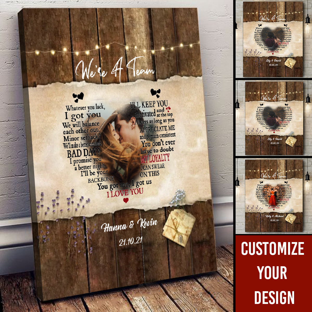 We're A Team I Love You Custom Photo Canvas Couple 4_14.jpg