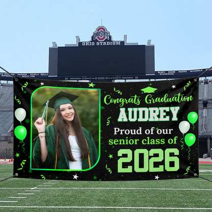 Personalized Graduation Banner, Graduation Party Decorations - Congratulations Photo Banner, Class of 2026 Banner