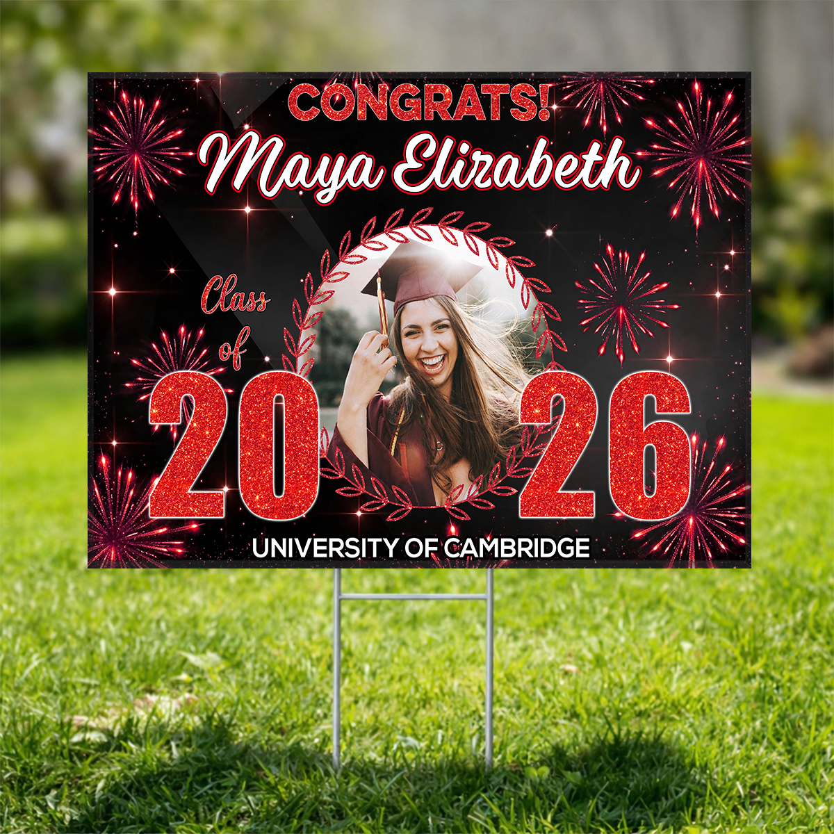 Firework Graduation Yard Sign - Class of 2026 Lawn Sign