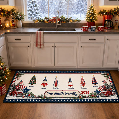 America Decorations Christmas Together Runner Rug, Personalized Holiday Kitchen Mat, Home Xmas Gift