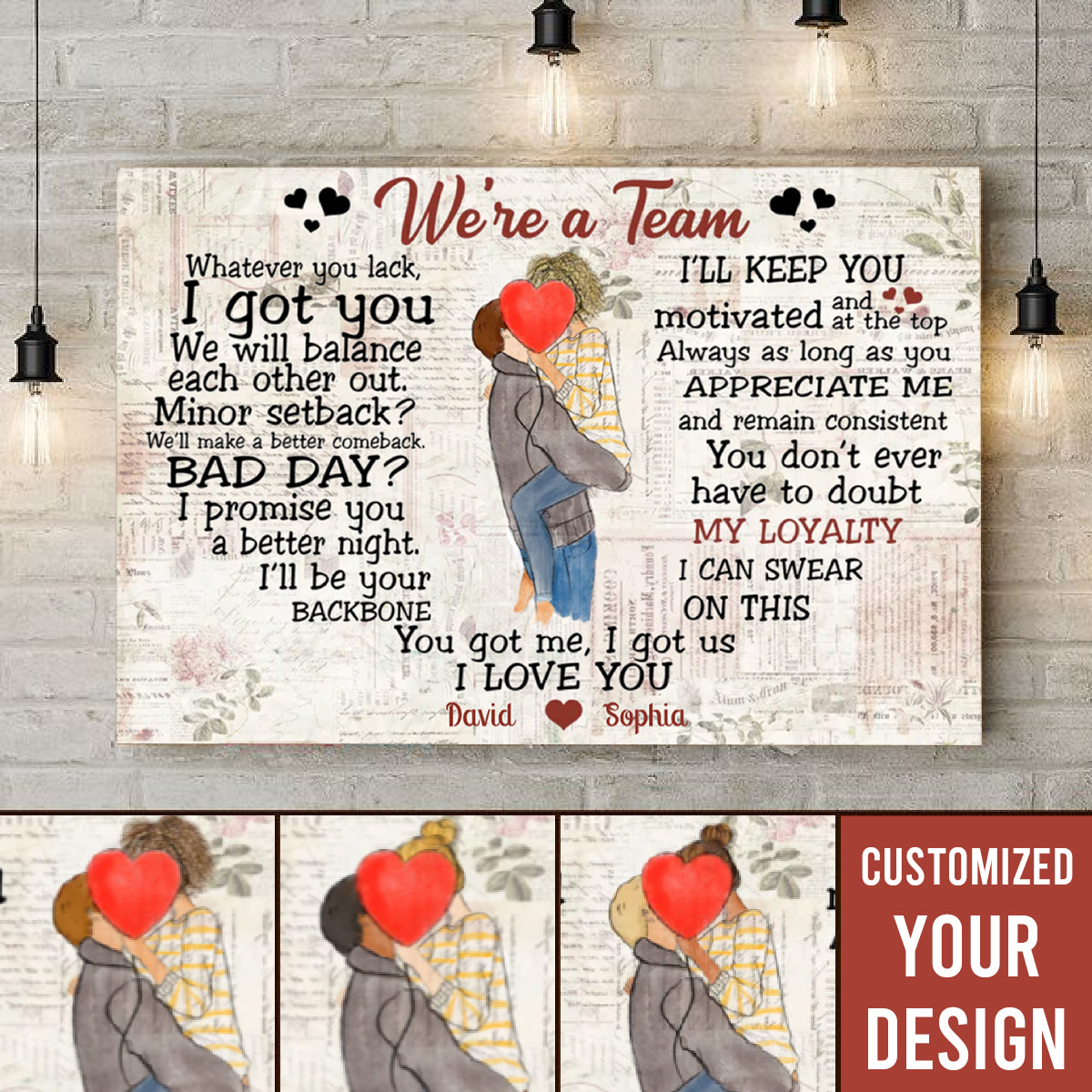 We're A Team Vintage Personalized Canvas Gift For Couple 4_23.jpg