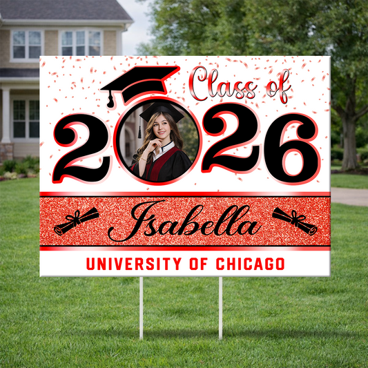 Class Of 2026 Glitter Yard Sign - Personalized Lawn Sign