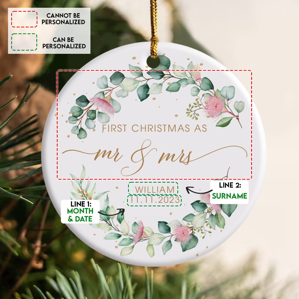 First Christmas As Mr. & Mrs.- Personalized Ornament - Christmas Gift 4_2e43f0a8-2881-419b-95ef-39c7c2c7bd8a.jpg