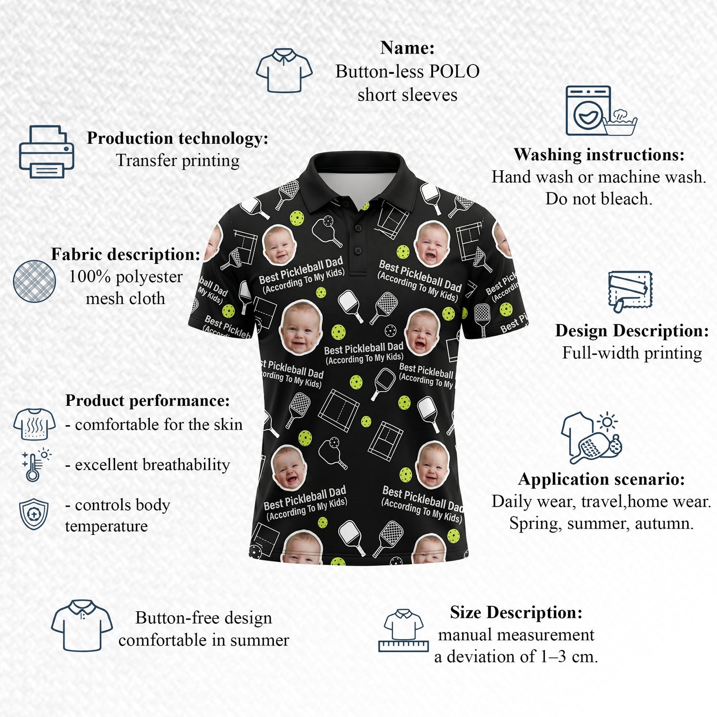 Best Pickleball Dad Custom Kids Photo Polo Black