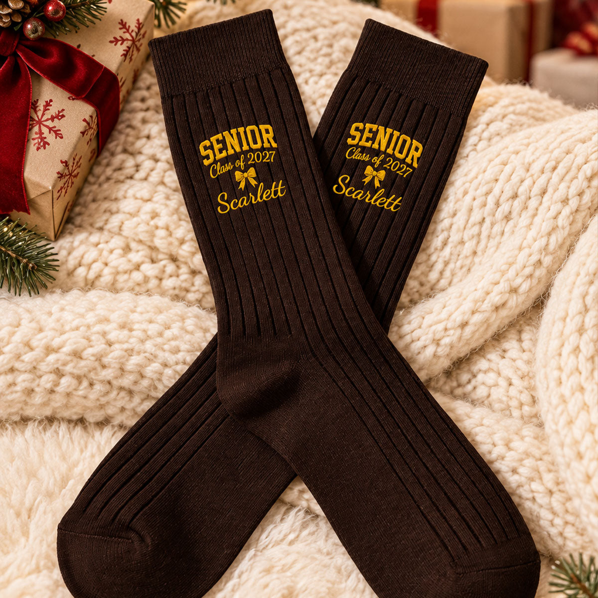 Personalized Name Senior - Class of 2027 Embroidered Socks
