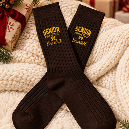 Personalized Name Senior - Class of 2027 Embroidered Socks