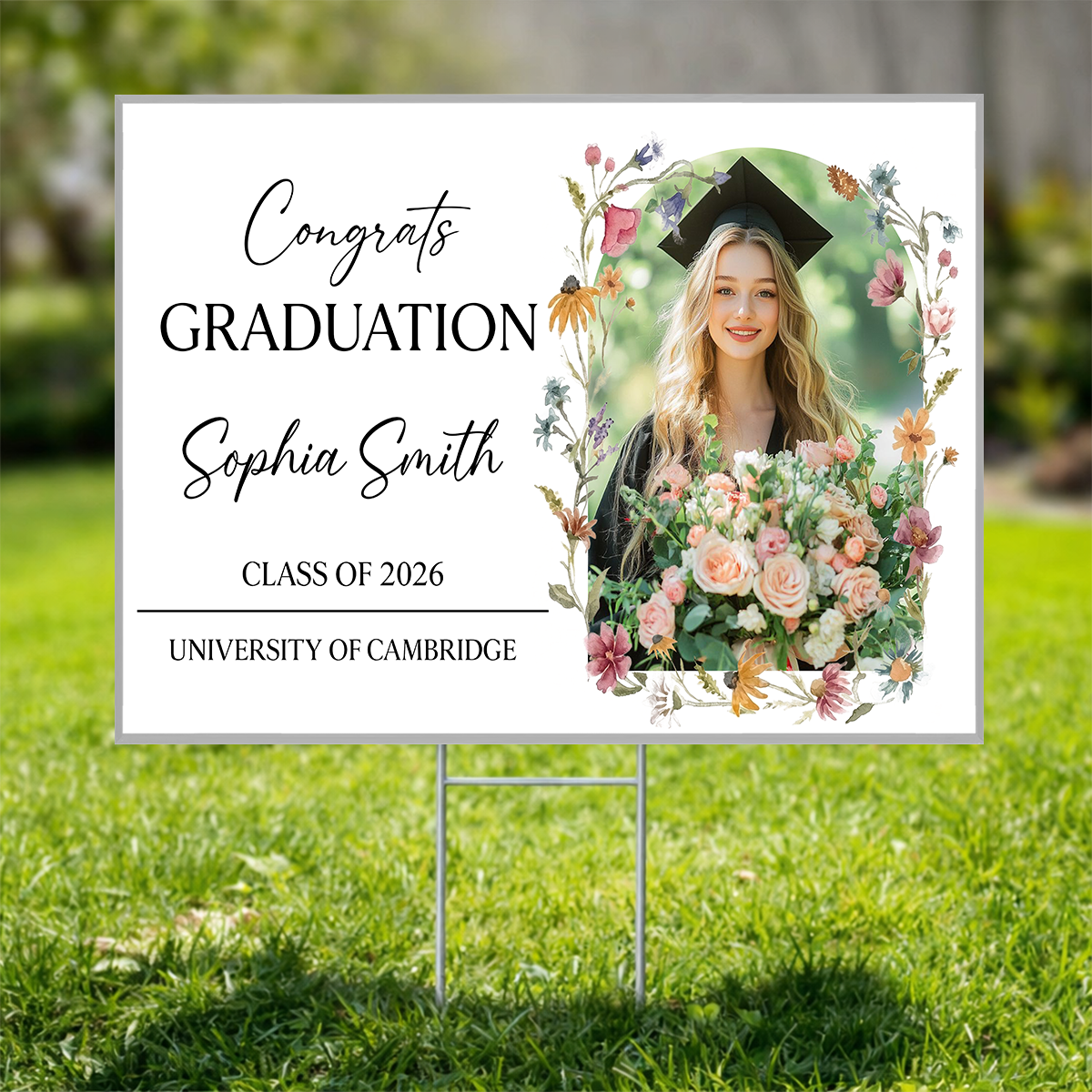 Floral Graduation Yard Sign - Class of 2026 Lawn Sign