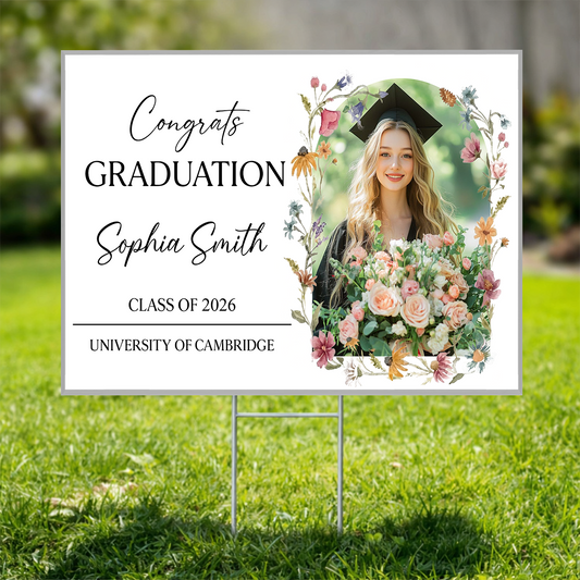Floral Graduation Yard Sign - Class of 2026 Lawn Sign