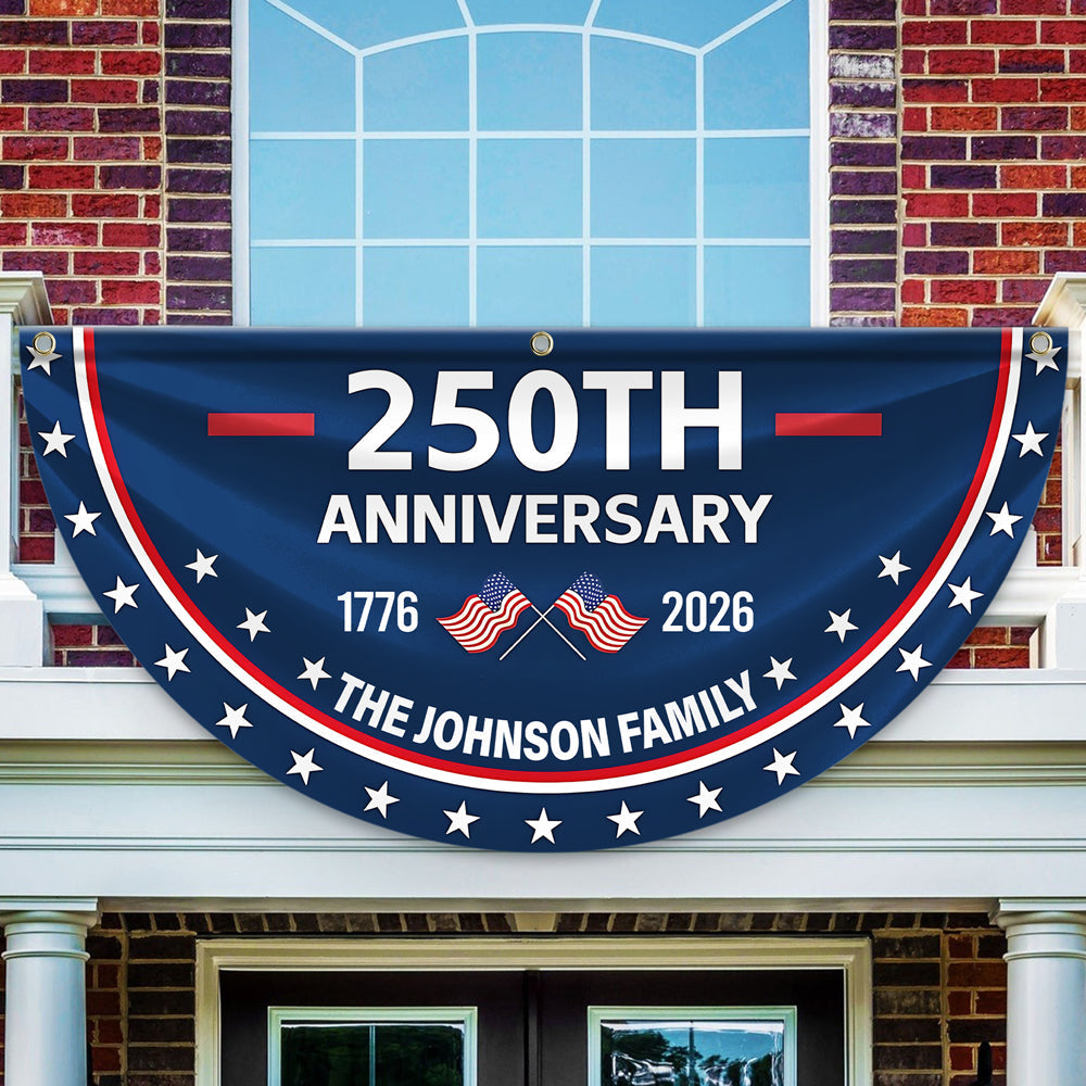 Custom Family Name 250th Anniversary 1776-2026 America Non-Pleated Fan Flag