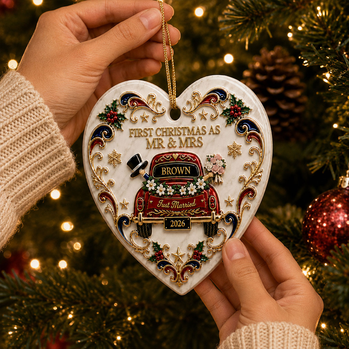 First Christmas We Became Mr & Mrs Ornament - Real 3D Raised Ornament