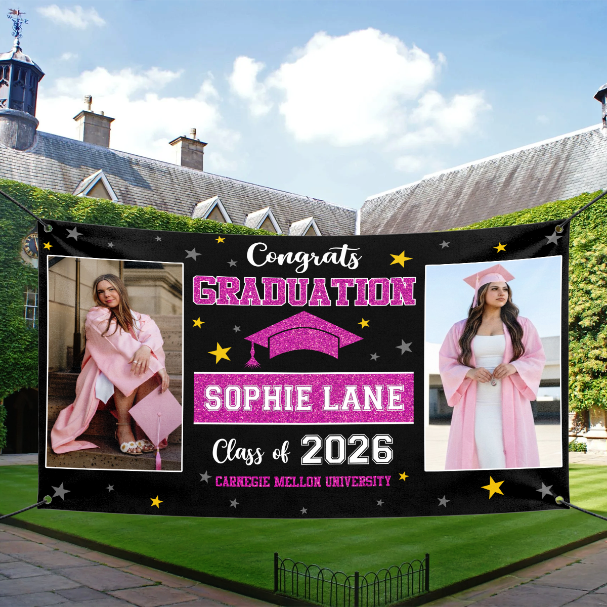 Personalized Graduation Banner Party Decorations - Congratulations Photo Banner, Class of 2026 Banner