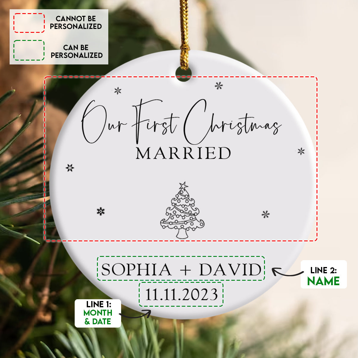 Christmas Tree First Christmas Married - Personalized Ornament - Christmas Gift 4_5bc352a9-baa7-4ce1-bd4e-1287e2a62e97.jpg