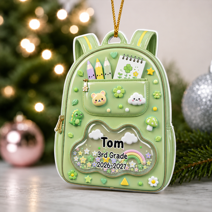School Year Backpack Ornament - Real 3D Raised Ornament