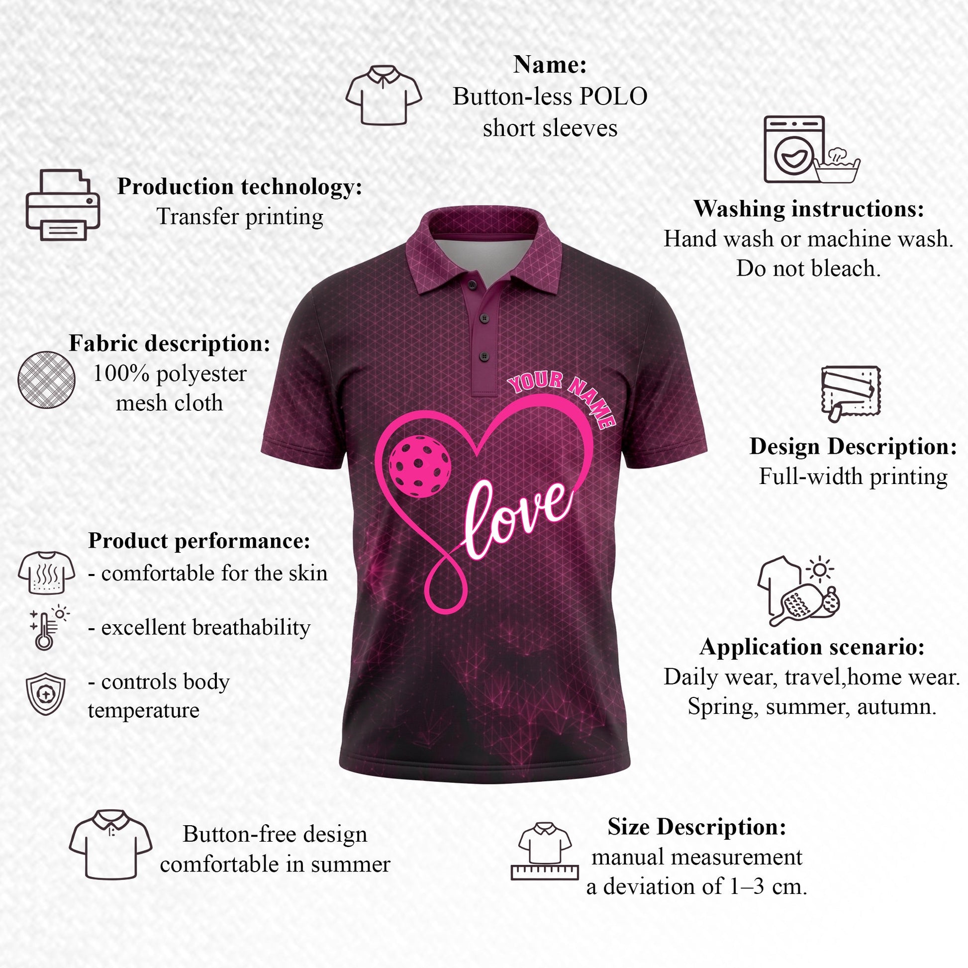 Custom Pickleball Love Polo Shirt