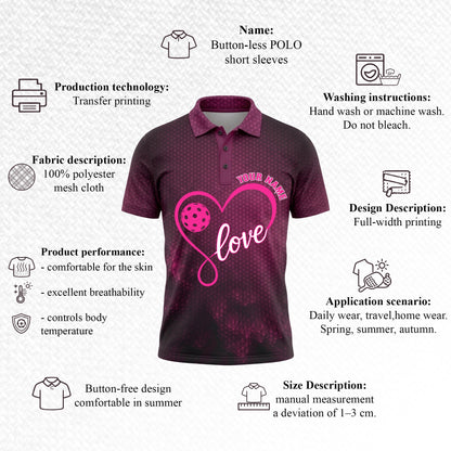 Custom Pickleball Love Polo Shirt