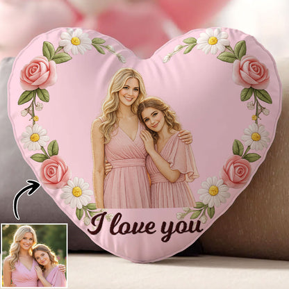 Best Mom Ever - Personalized Heart Floral Pillow