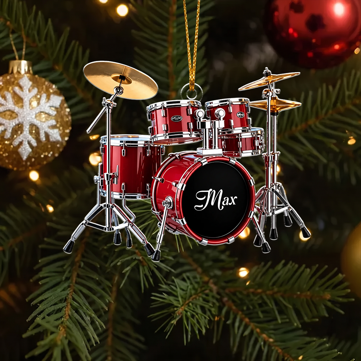 Personalized Name Drum Ornament, Xmas Gifts For Drummer