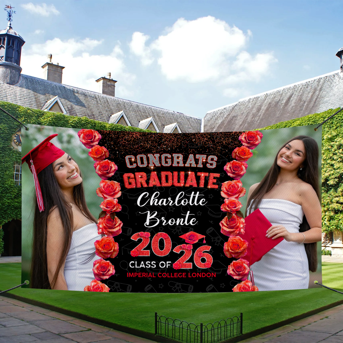 Congratulations Rose Photo Banner, Class of 2026 Banner