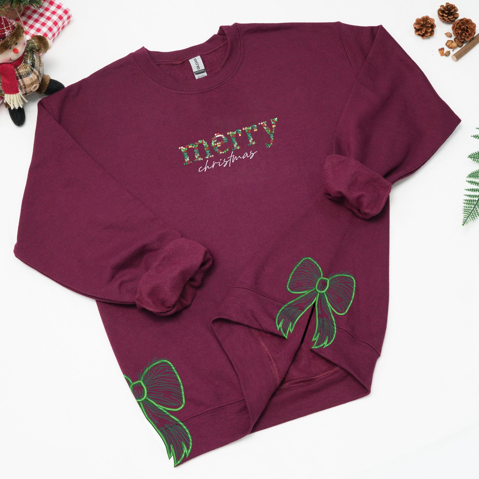 Side Bow Applique Embroidered Sweatshirt, Christmas Bow Embellished Sweatshirt, Side Bow Cut-Out Sweatshirt, Holiday Crewneck Xmas 4_875f2911-bcf4-4bf0-a009-ba73d3242475.jpg
