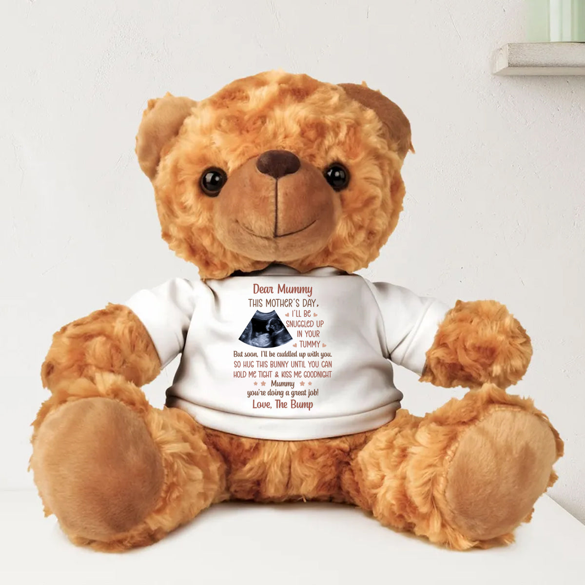 Custom Photo This Mother's Day I'll Be Snuggled Up In Your Tummy - Personalized Soft Teddy Bear