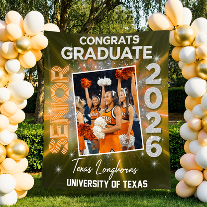 Grad Custom Photo Neon Personalized Graduation Backdrop