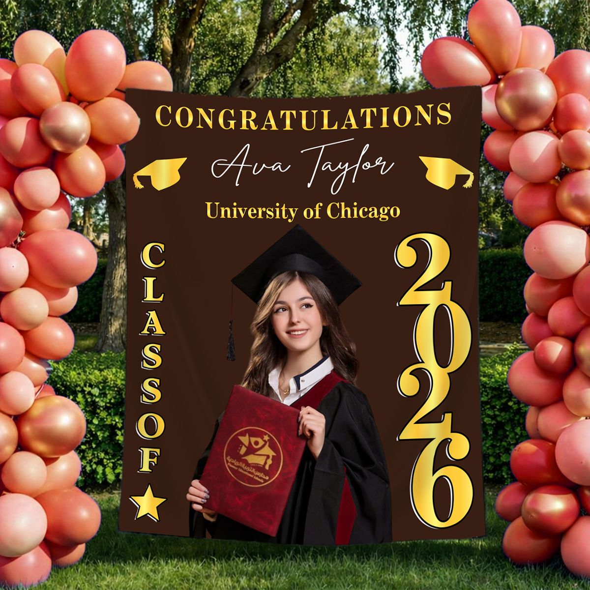 Class Of 2026 Photo Personalized Graduation Backdrop