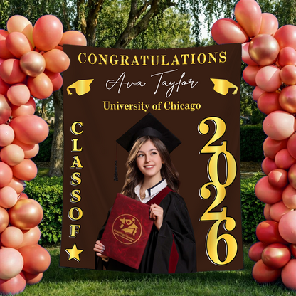 Class Of 2026 Photo Personalized Graduation Backdrop